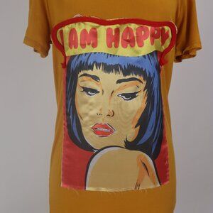 * RARE Love Nation I AM HAPPY Long Tee NWOT Shirt Blouse Tunic Dress Graphic